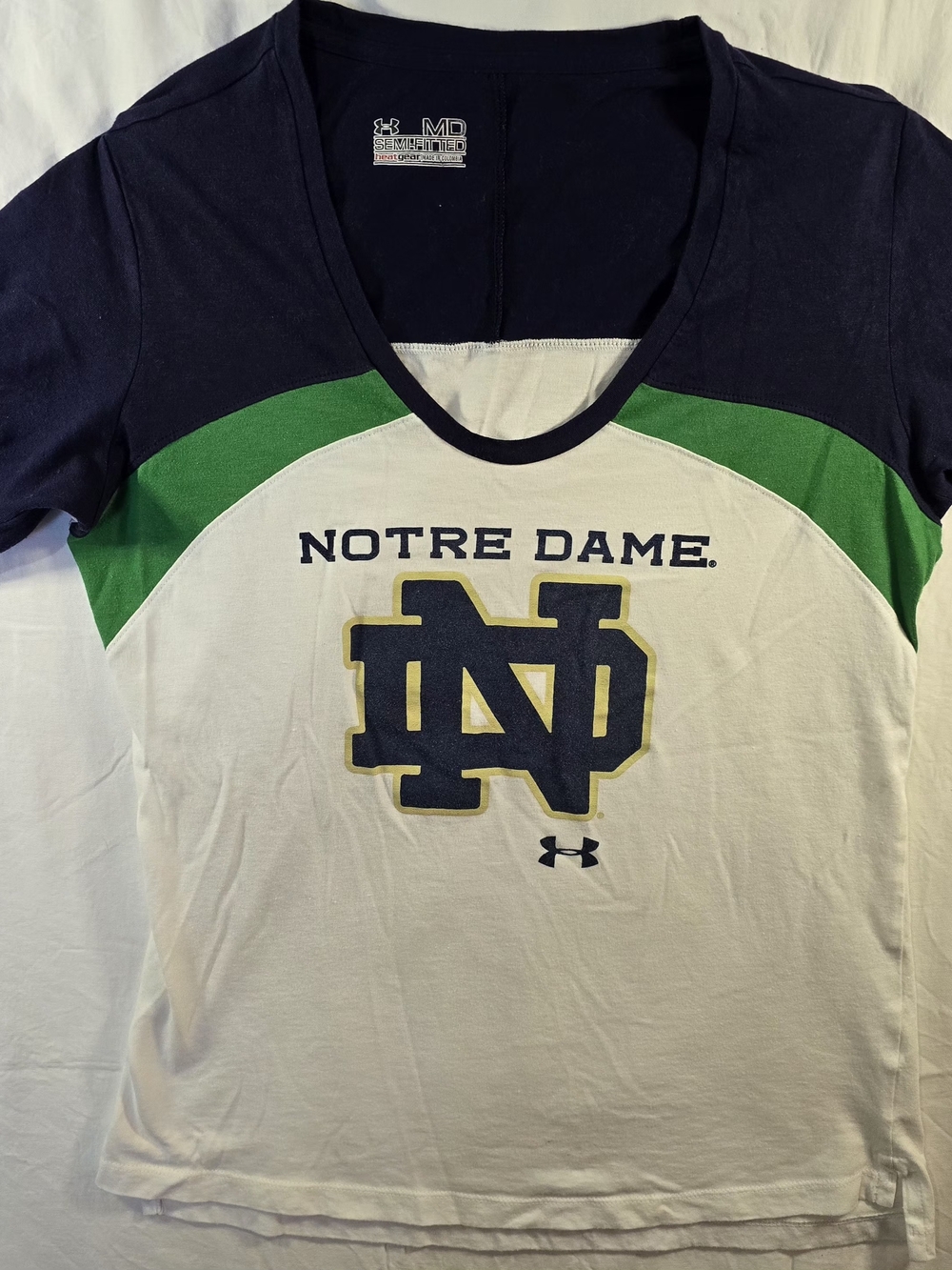 Under Armour Notre Dame Short Sleeve Tee - Navy, White, Green, Gold
